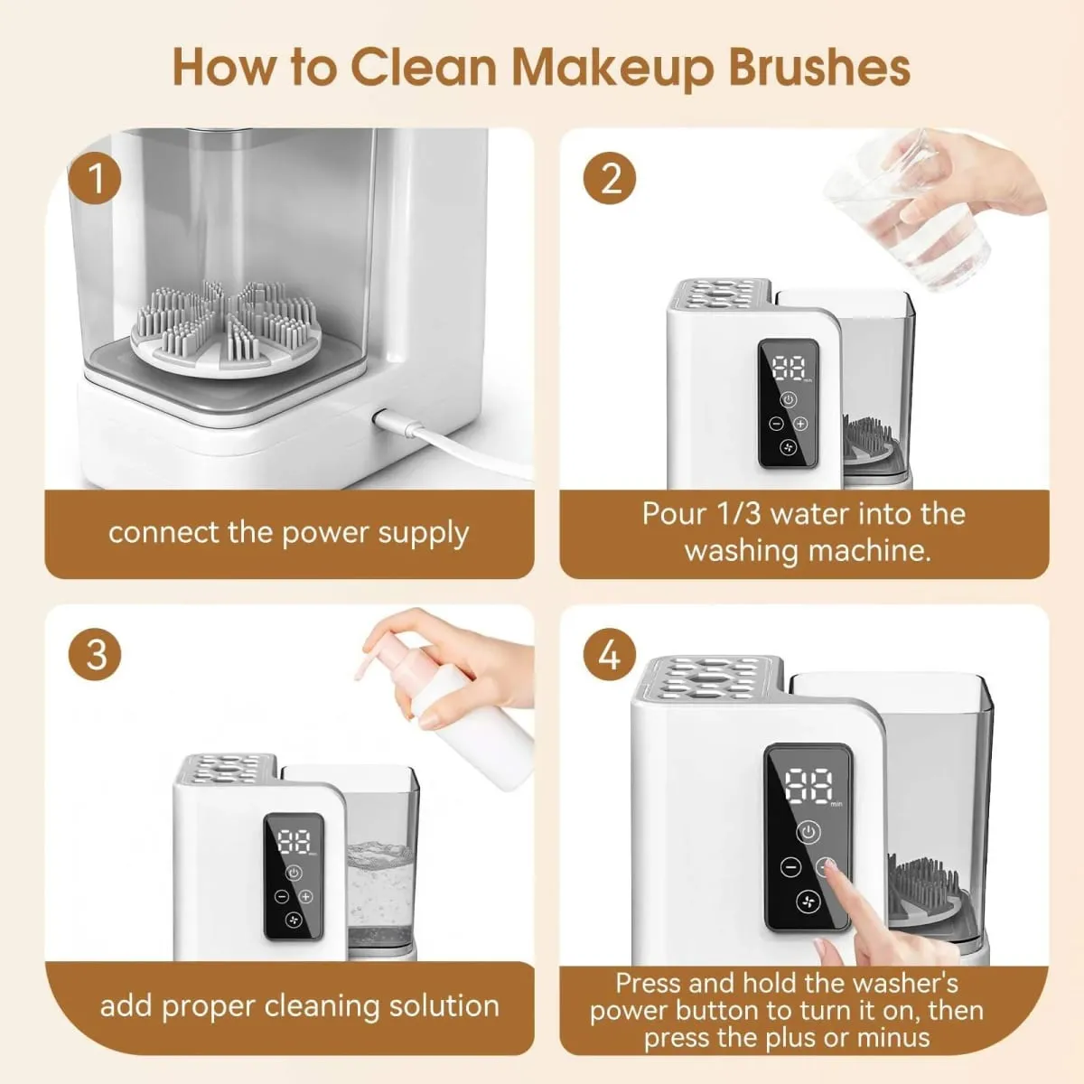 5 IN 1 Electric Makeup Brush Cleaner Machine With Makeup Brush Dryer Mulitfunctional Automatic Cosmetic Brushes Cleaner Tool — image 4