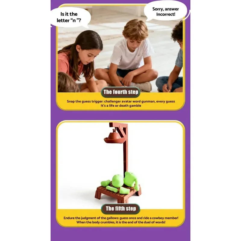 New Cowboy Magnetic Mysterious Executioner Guessing Game Gallows Collapse Tabletop Word Game Family Party Game Christmas Toy — image 5