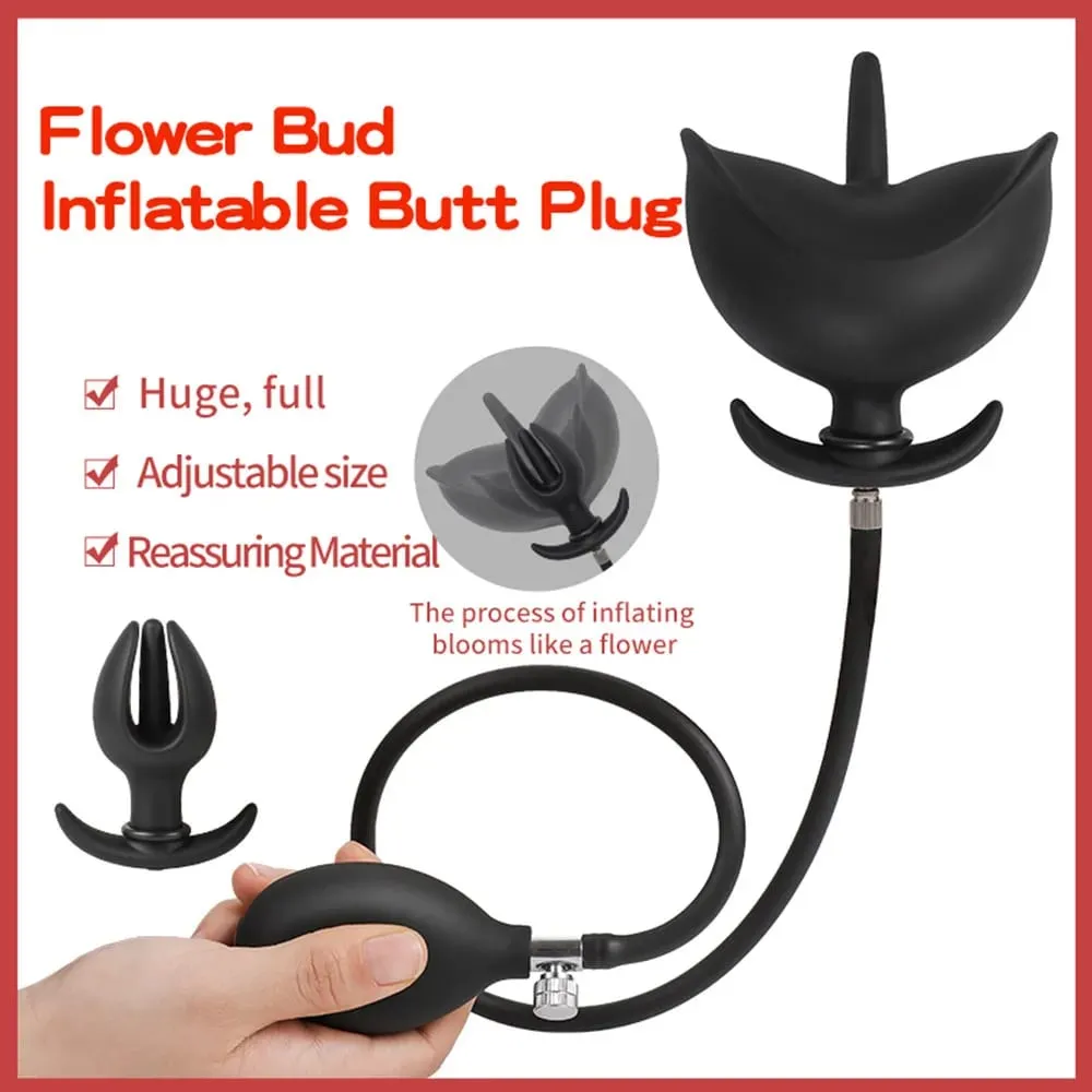 3D Flower Anal Expander Expand Inflatable Anal Plug Enema Training Buttplug Anal Butt Dilator Ass Prostate Sex Toy for Men Women