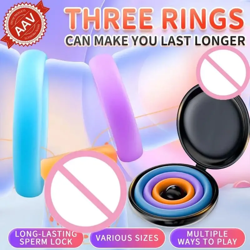 New 3Pcs Men Or Couples Reusable Silicone Cock Penis Rings Enlargers Erection Enhancing Long Lasting Ejaculation Adult Sex Toys