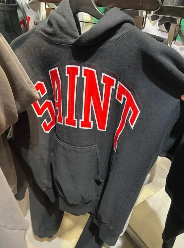 24FW SAINT Vintage Angel Printed Distressed Women Men Hooded Sweatshirt Hoodies Oversized Men Casual Cotton Pullover Hoodie — image 17