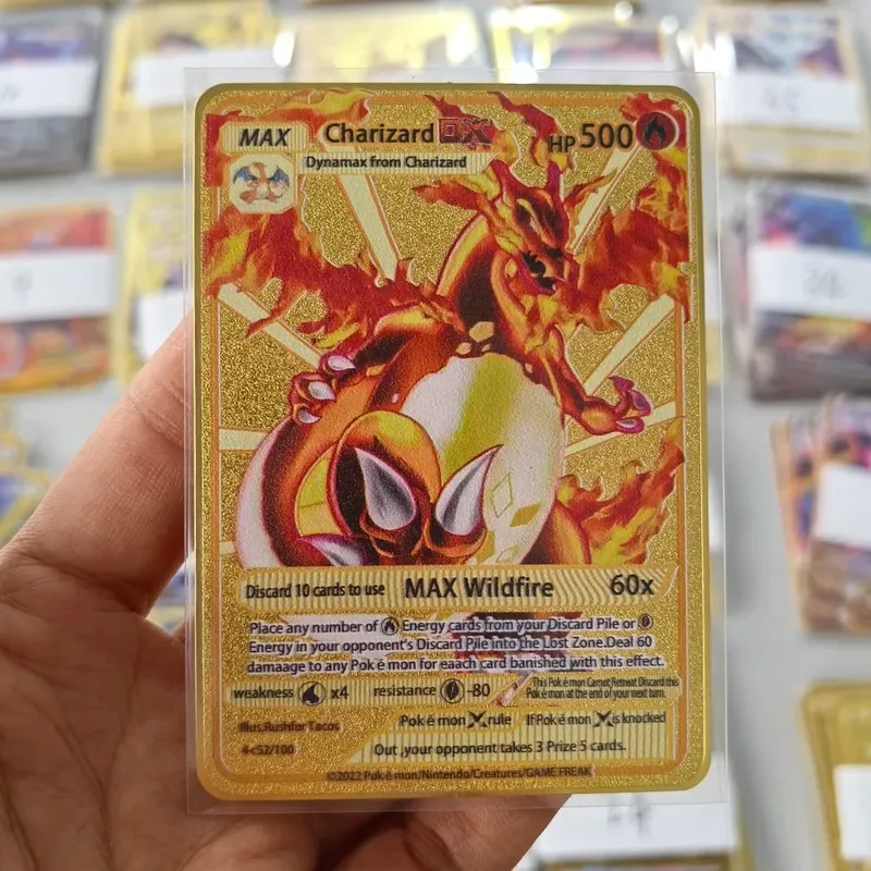 10000HP Charizard Vmax Pokemon การ์ดโลหะการ์ดภาษาอังกฤษ Arceus GX Vstar V Golden Limited เด็กของขวัญเกม Battle Collection การ์ด