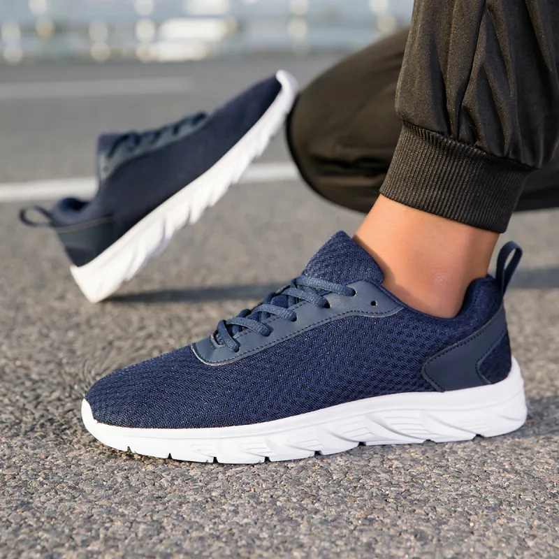 Zapatos atléticos negros sólidos para hombre, parte superior de malla hueca, suela ligera antideslizante, entrenamiento para trotar, calzado deportivo informal para viajes diarios al aire libre — image 4