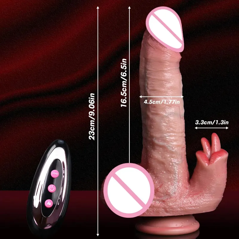 Realistic Tongue Lick Vibrator Dildo Telescopic Vaginal Penetration Masturbator Anal Plug Dildos Penis Heated Sex Toys For Women