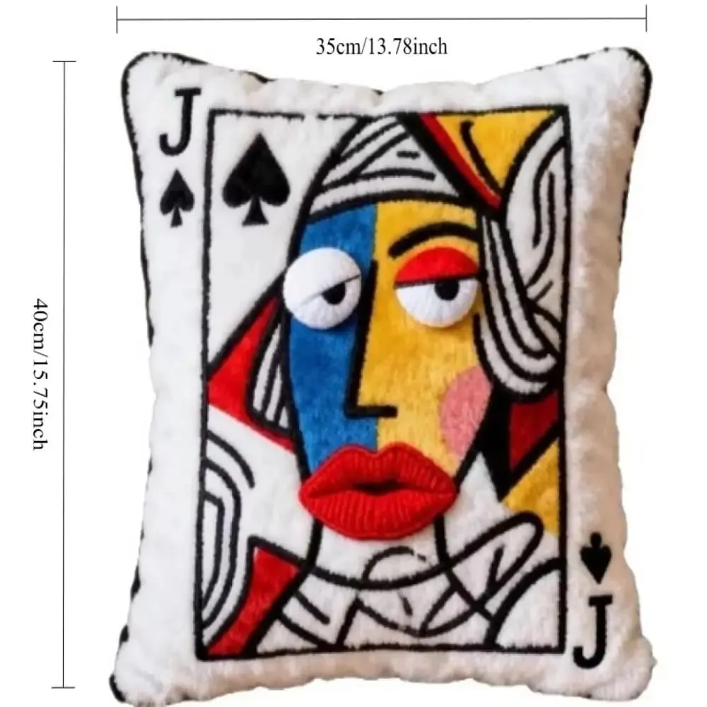Patchwork Style Poker Card Cushion High-Value Design Card Game Theme Embroidered Pillow 3D Big Eyes Plush Cushion Gift Giving — image 7