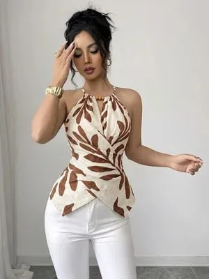 Women's Casual Cross Back Vest Plant Print Shoulder Bared Vest for Shopping Vacation Beach Travel Daily Casual Wear — image 4