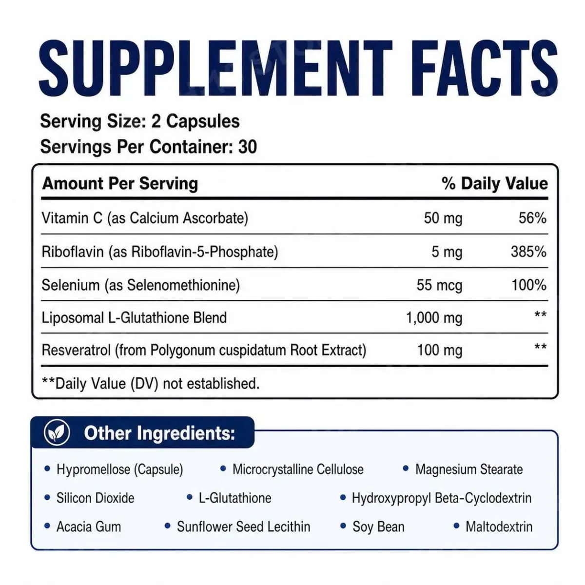 Liposomal Glutathione Capsules with Resveratrol and Vitamin C for Antioxidant Balance and Cellular Defense Support 60 Capsules — image 2