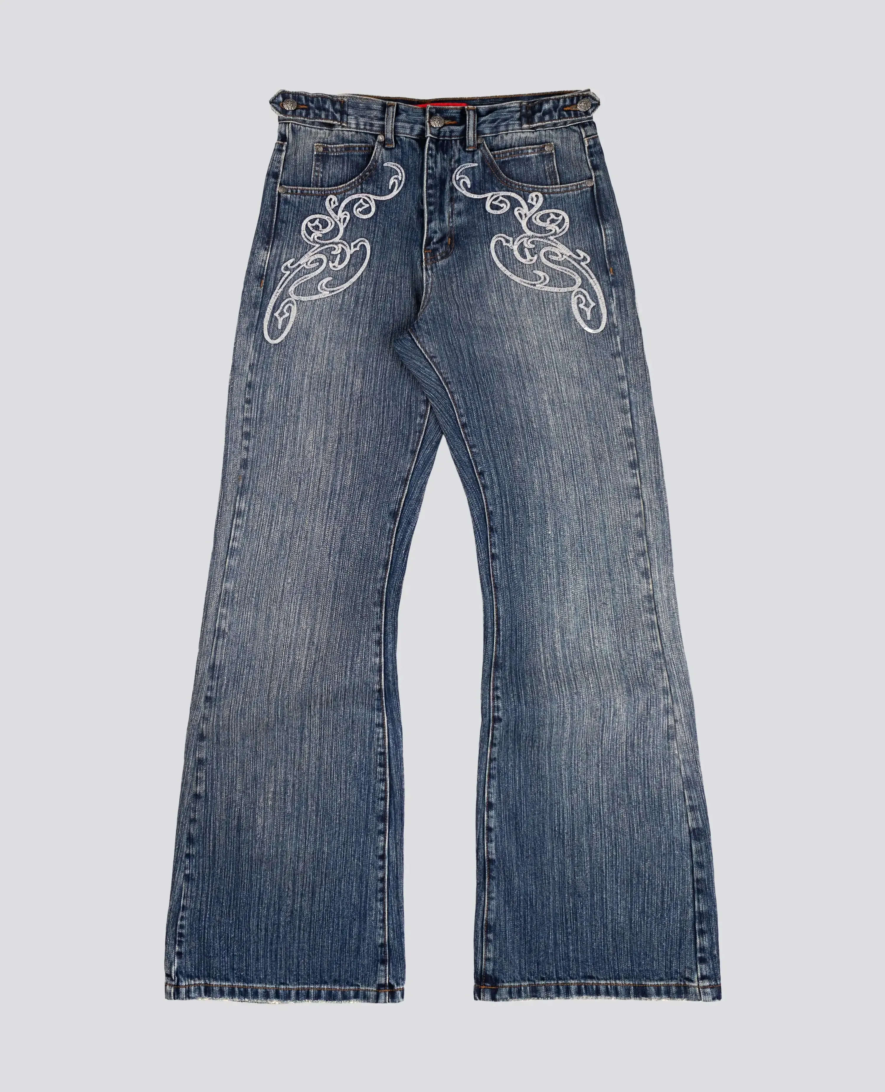 Y2k Blue Opening Bootcut Jeans Vintage Washed Embroidery Men Women Pants Harajuku High Street Streetwear Unisex Casual Jeans