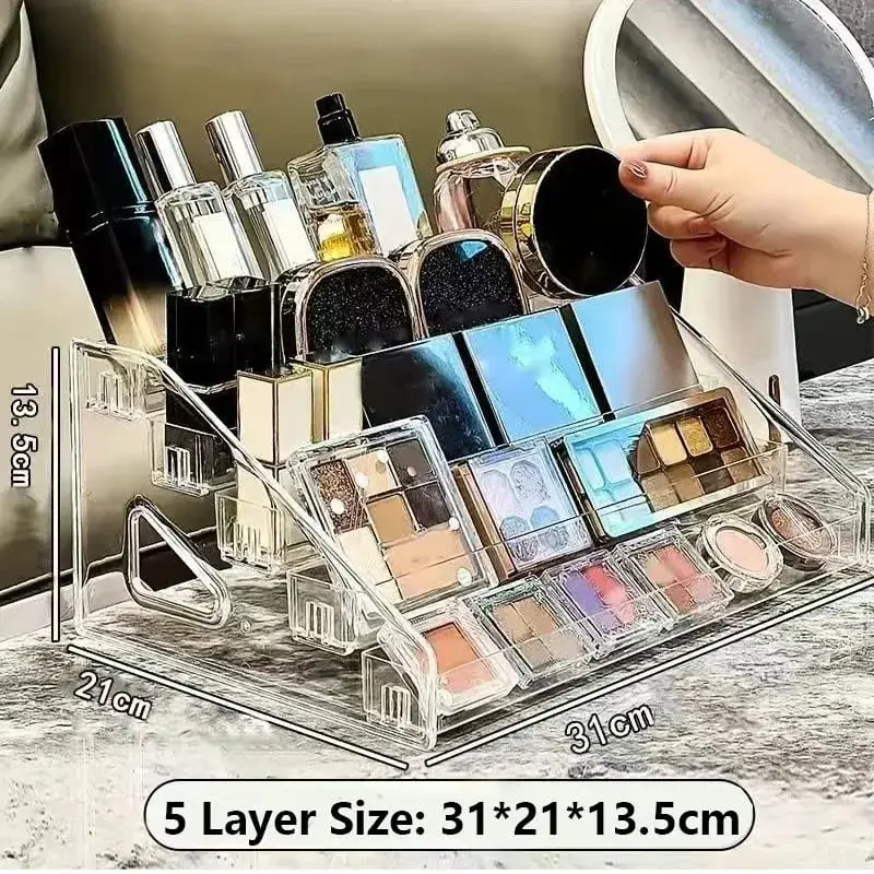 Transparent Cosmetic Organizer Display Case Multi-Layer Makeup Brushes Lipsticks Jewelry Hairpin Storage Rack Desktop Holder