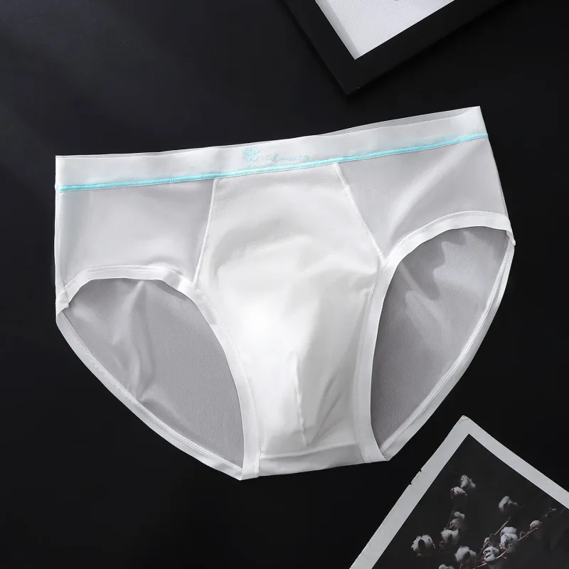 Women Panties for Men Ice Silk Seamless Brief Sexy Mesh Splicing Transparent Underwear Youth Breathable U Convex Pouch Underpant — image 18