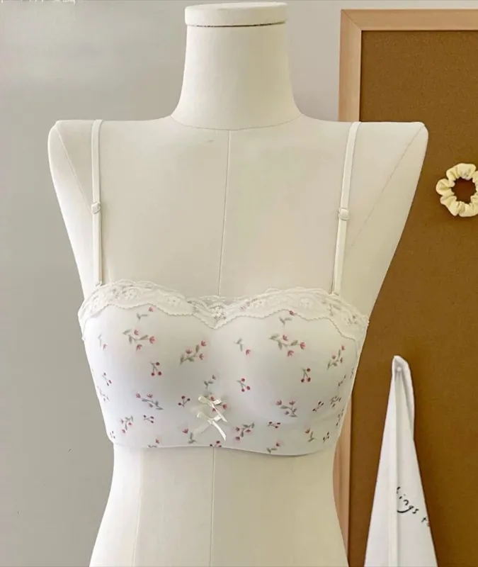 Floral Lace Strapless Bra Set 32‑38 Push‑Up For Small Chest Sexy Tube Top Anti Slip Seamless Beauty‑Back Daily Comfort Underwear — image 4