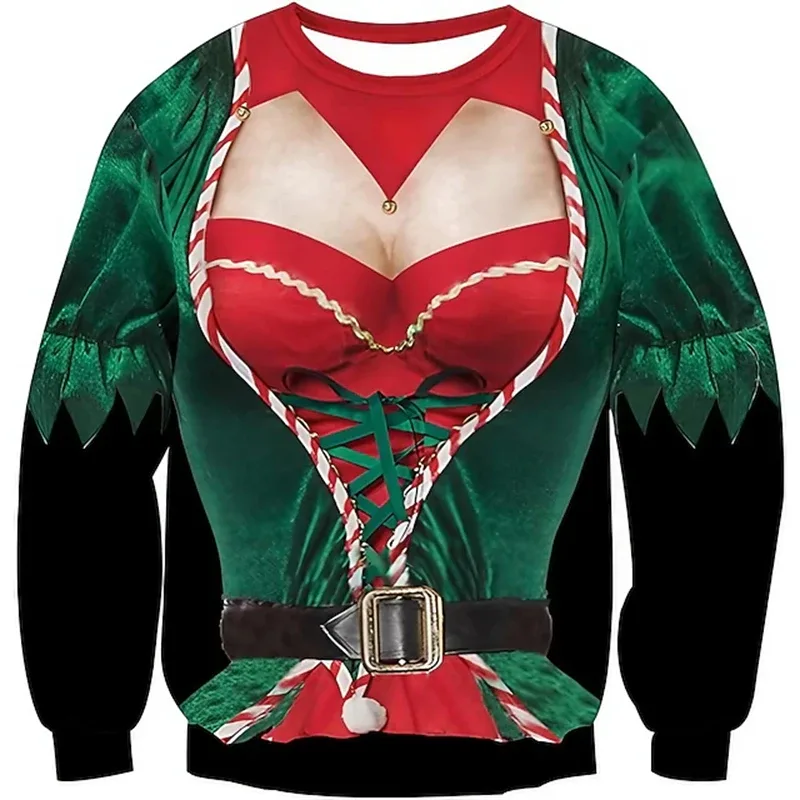 Christmas Ugly Sweater Funny 3D Printing Muscle Pattern Sweatshirts For Men New Fashion Pullover Party Cosplay Costume Xmas Gift
