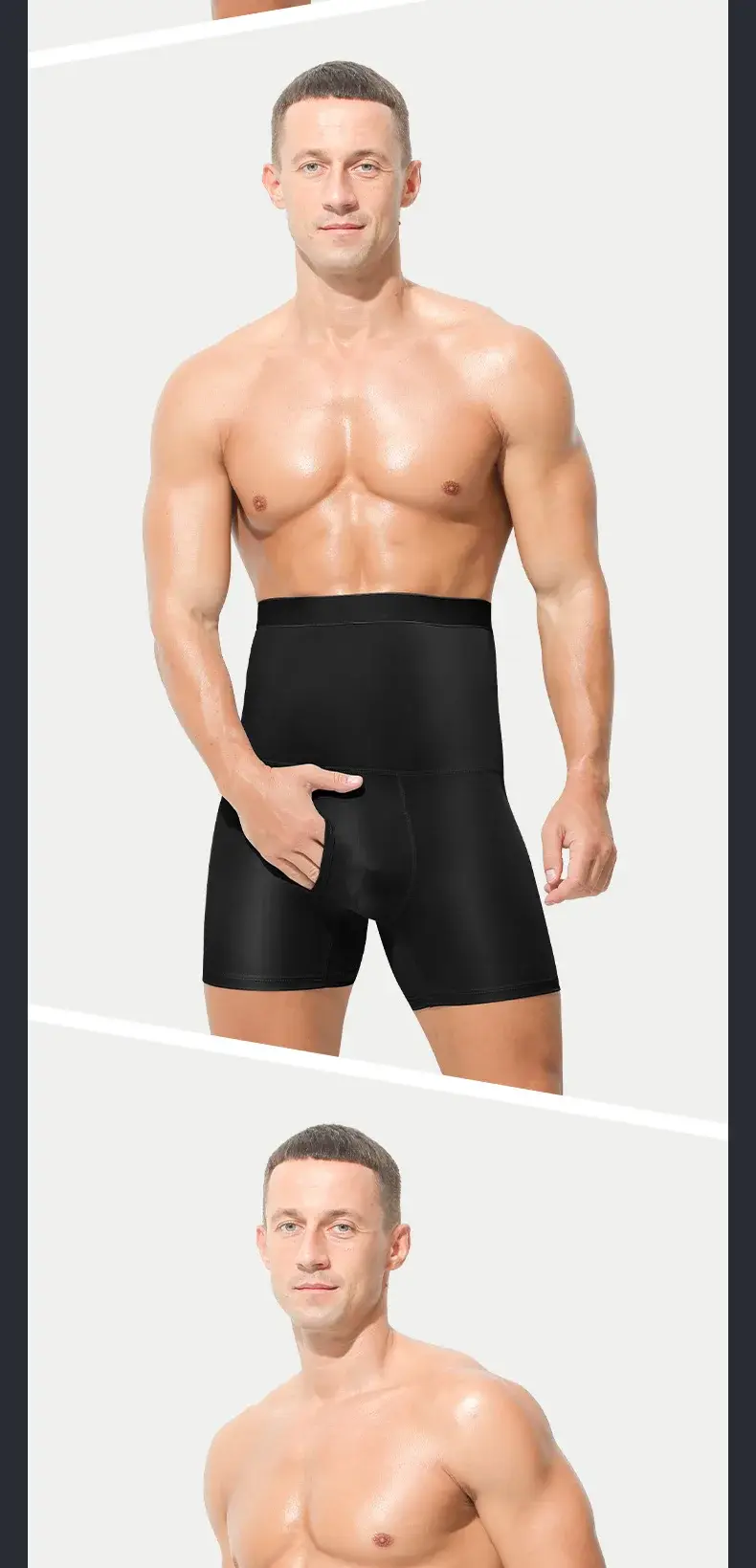 Sportunterwäsche für Herren: hoch taillierte, gürtelgeschwungene, große, verlängerte Shorts, die nicht an den Beinen scheuert, die Taille schützt und flach geschnitten ist — image 11