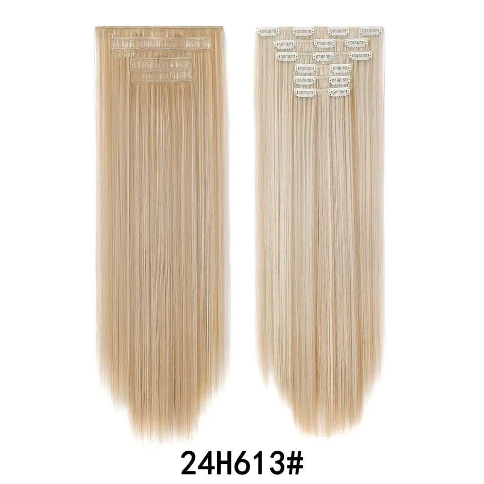 24Inch Clip in Hair Extensions Invisible Synthetic Extension 6PCS Long Straight Heat Resistant Clips on Hairpieces for Women — image 24