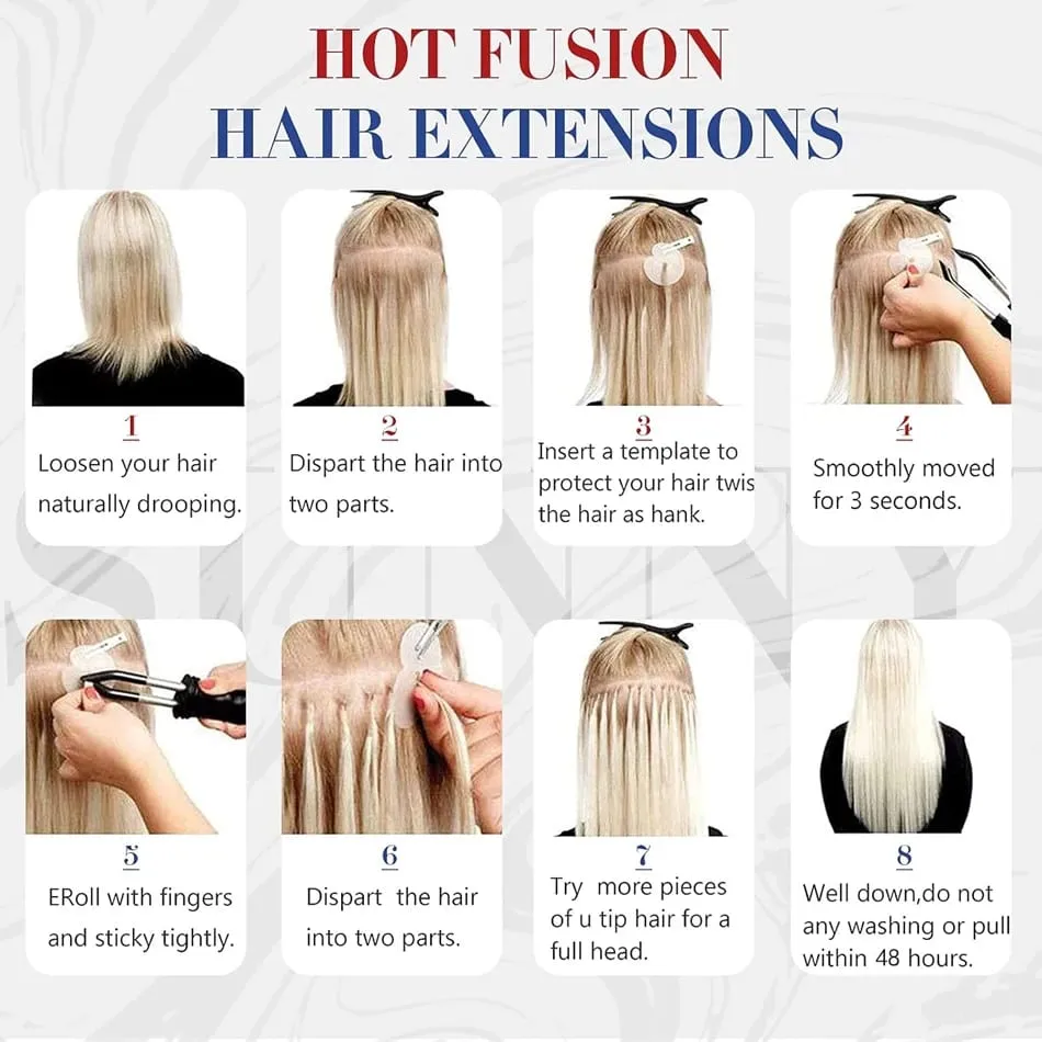 Natural 613 Blond Colored Straight Human Hair Extension 100g Strand Fusion Flat Tip Keratin Capsules for Hair Extensions 30Inch