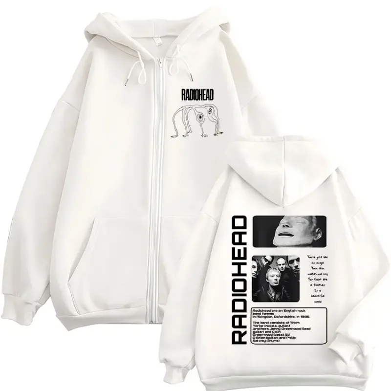 Rock Band Radiohead The Bends Zipper Hoodies Men's Fashion Hip Hop Vintage Zip Up Sweatshirts Jackets Coat Oversized Streetwear — image 2