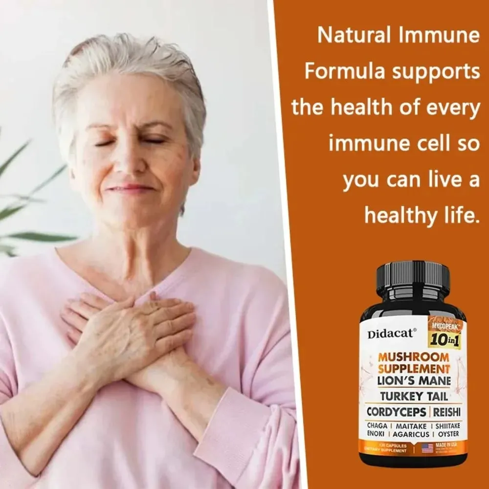 10x Mushroom Complex - Brain Nervous System Health and Memory Supplements Immunity Sleep Energy Mood Support