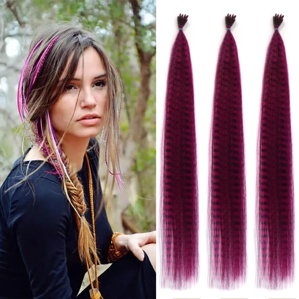 30roots Colored Synthetic Feather Stripe hair Extension 16 Tommer I Tip Party Cosplay Til Musikfestival Halloween Jul