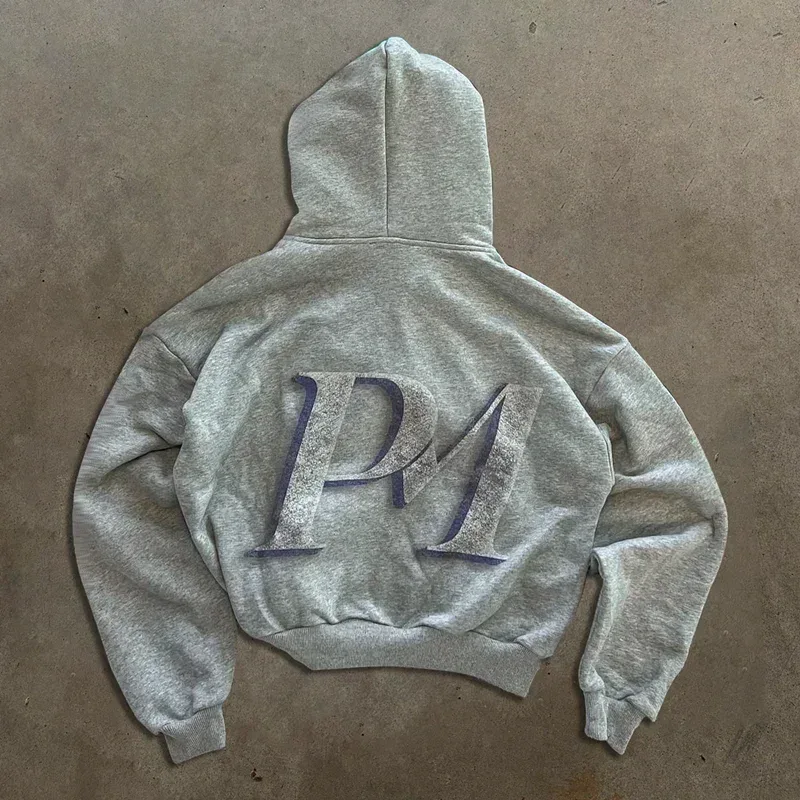 Y2K retro autumn hoodies for men and women printed personalized patterns street style street hooded cardigan long sleeves — image 5
