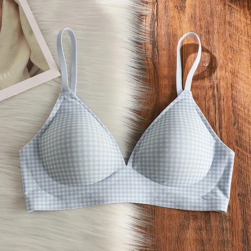 Elegant Seamless Bralette Small Bust Gathering Anti-Sagging Manipis Adjustable Straps Wirefree Comfort Fit UK Light Support Bra Set — image 8