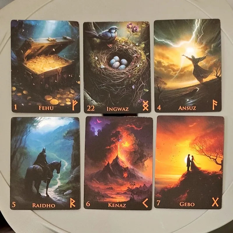Dek Runes Dunia Pelik - 9*6cm 25 Kad Oracle Futhark Elder untuk Ramalan Dicetak pada Stok Kad Timbul Dua Kali 350GSM — image 3