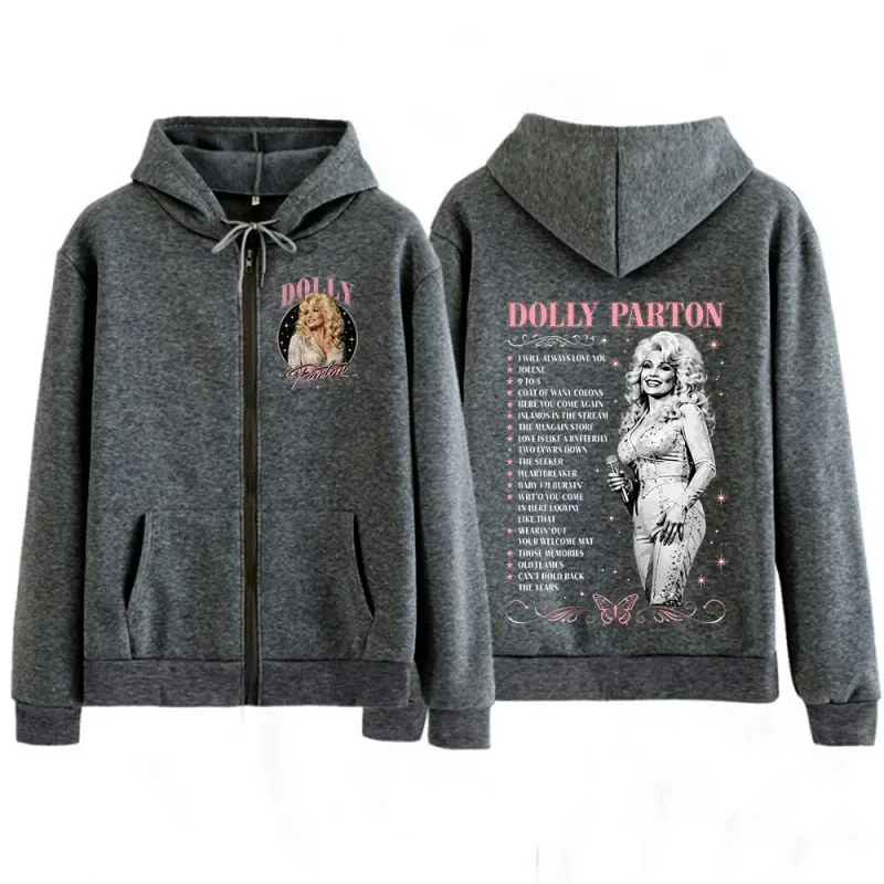 Dolly Parton Legend Country Music Zipper Hoodies Men Women Fashion Long Sleeve Oversized Zip Up Hooded Sweatshirts Jackets Coats — image 7