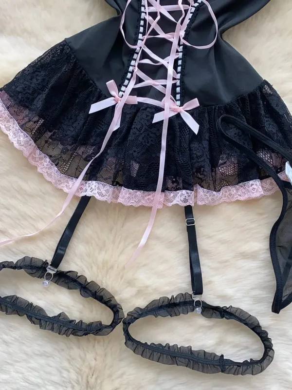Women's Fashion Sexy Dress Lace Bow Decoration Design Slim Sexy Comfortable Dress Party Hotsweet Mini Dress New — image 5