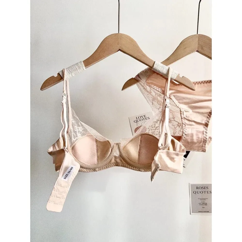 Women Lace Lingerie Set Soft Underwire Thin Cup Push‑Up Bra Panty Kit Comfort Intimates For Small Bust S-XL Daily Wear Underwear — image 7
