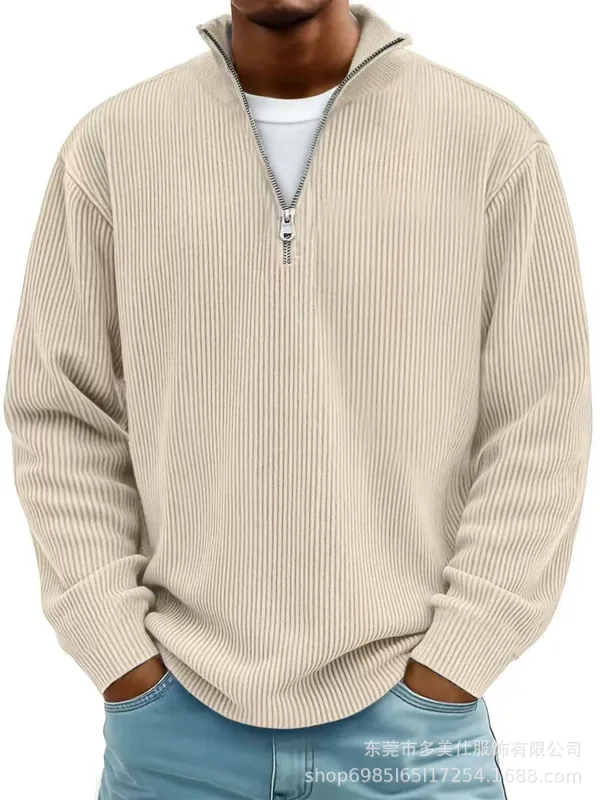 Men's Autumn Winter Stand-Collar Zip-Up Sweatshirt Loose Long Sleeve Casual Daily Outdoor Fashion Trendy Men's Outerwear — image 4