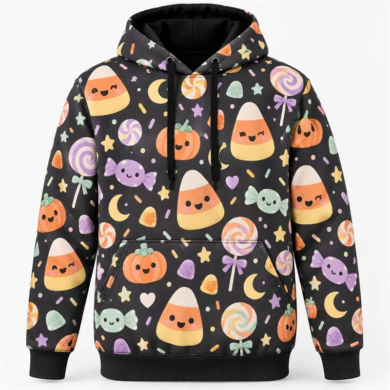 Halloween Hoodie 3D All Over Print Polyester Sweatshirt Gothic Ghost Pumpkin Bat Witch Skull Horror Streetwear Pullover Unisex — image 3