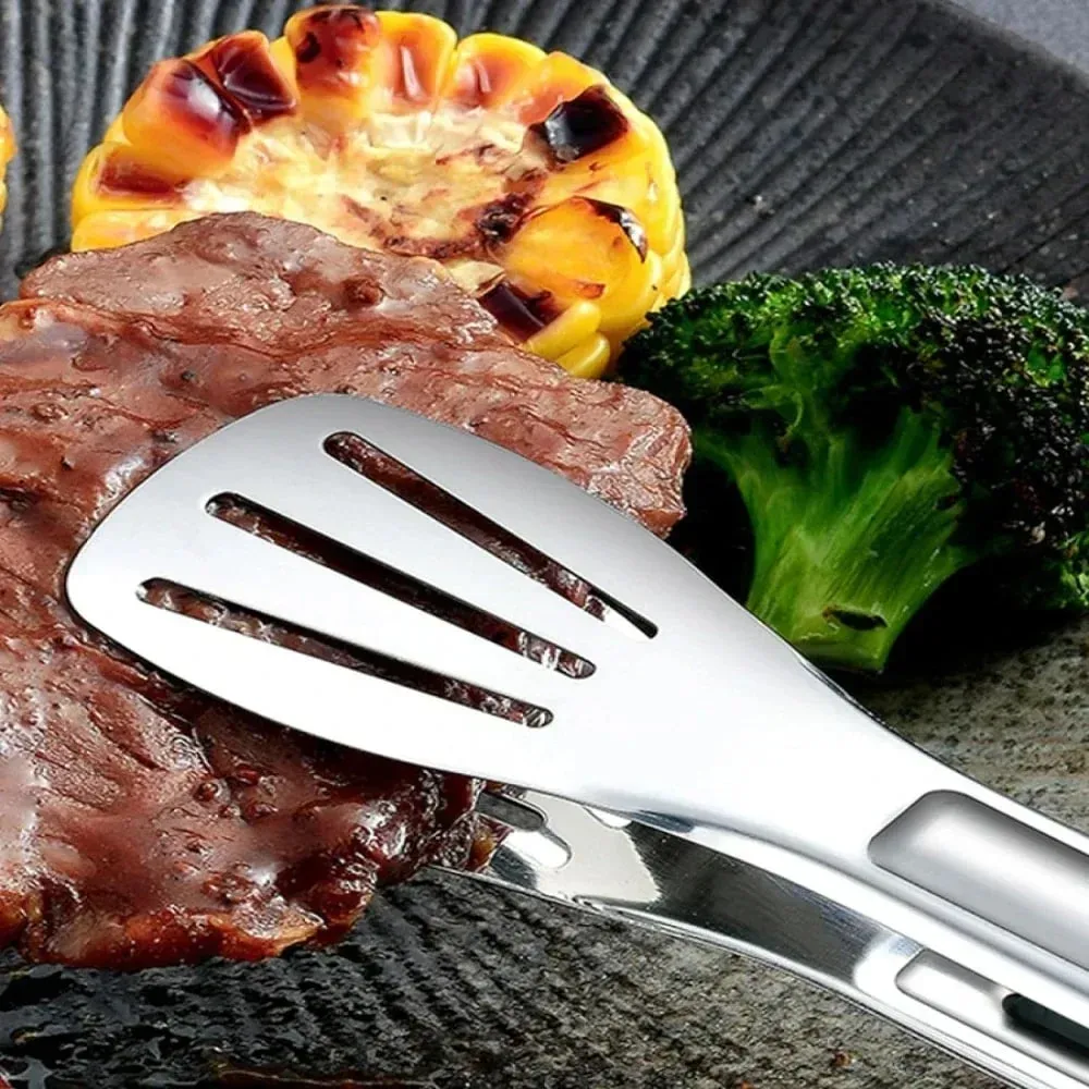 Stainless Steel Food Tongs Household Kitchen Thickened Heat-resistant Steak Tongs Food Buffet Barbecue Roasted Meat Bread Clips — image 5