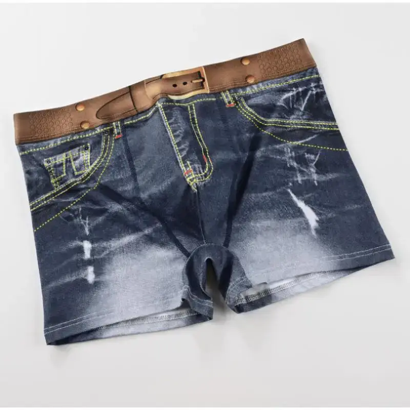 1PCS Men's underwear denim print cotton U-shaped design, breathable boxer, men's comfort cotton