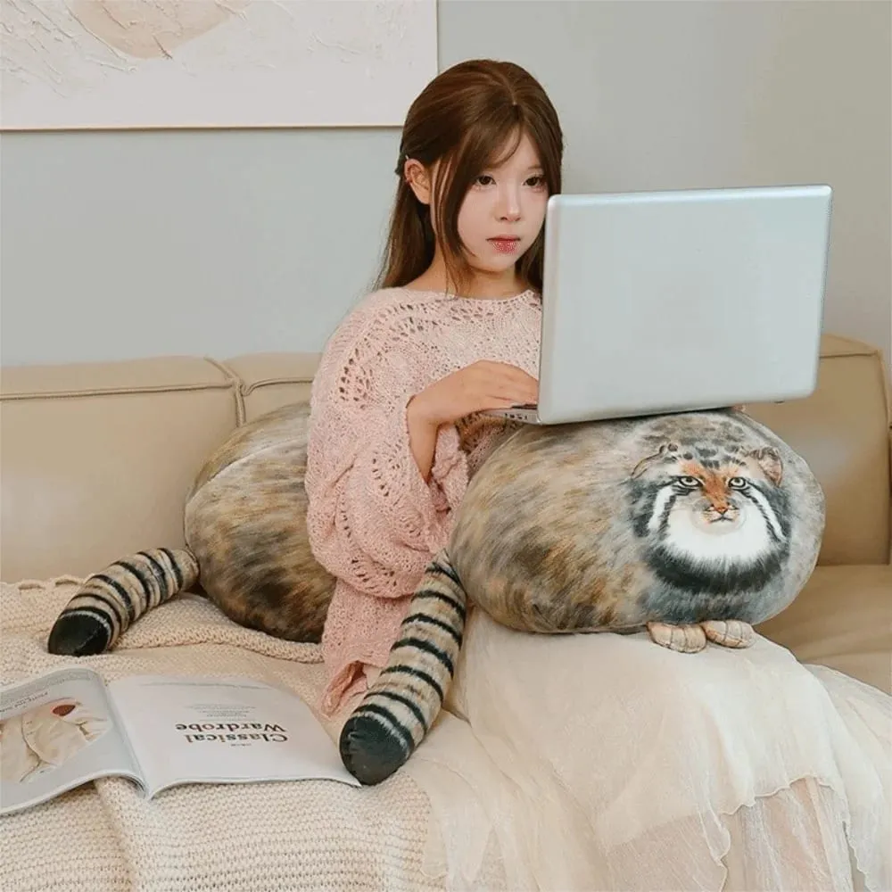 Fierce Looking Super Soft Cat Lifelike Huggable Stuffed Cat Pillow Stretchy Adorable Simulation Cat Pillow Sofa Decor — image 2