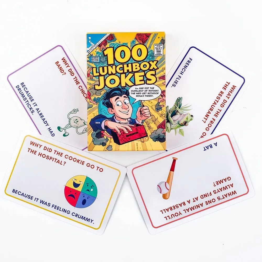 Kids Joke Cards 100pcs - Fun Lunchbox Notes With Puns Riddles Conversation Starters For Family Car Rides Road Trip Board Game — image 5