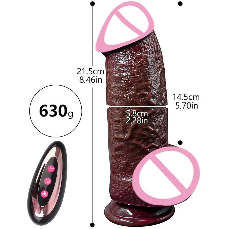 Thrusting Dildo Black Dick Elescopic Vibrating Dildo Vibrator Heating Sex Toy G-Spot Anal Stimulation Vibrating For Women — image 10