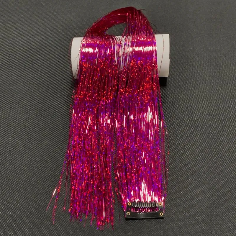 24Inch Synthetic Hair Tinsel Clip In Glitter Tinsel Hair Extensions Clip In Sparkle Hair Accessories for Girls Women — image 8