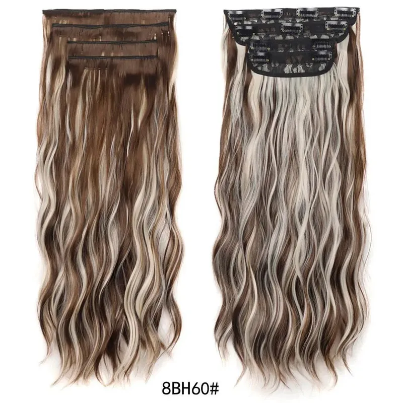 Jeedou Clip in Hair Extensions 4Piece/Set Synthetic Long Wavy Thick Hair Bouncy Curly Full Head Hairpiece Natural Looking — image 10
