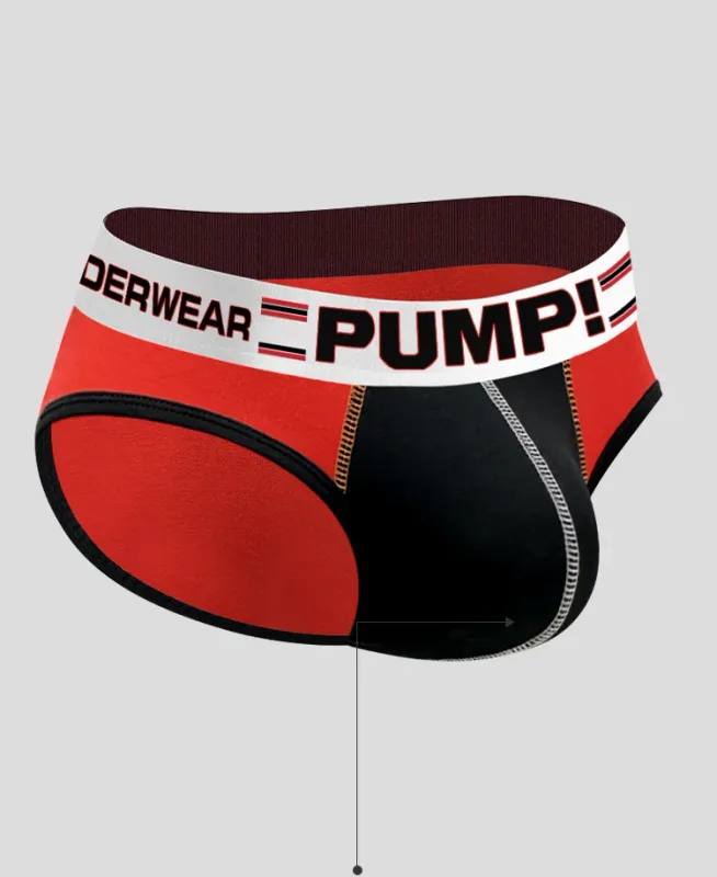 Men's Cotton Color Block Briefs, Pump! Logo Wide Waistband Low Rise Sexy 3D Convex Pouch Underwear — image 13