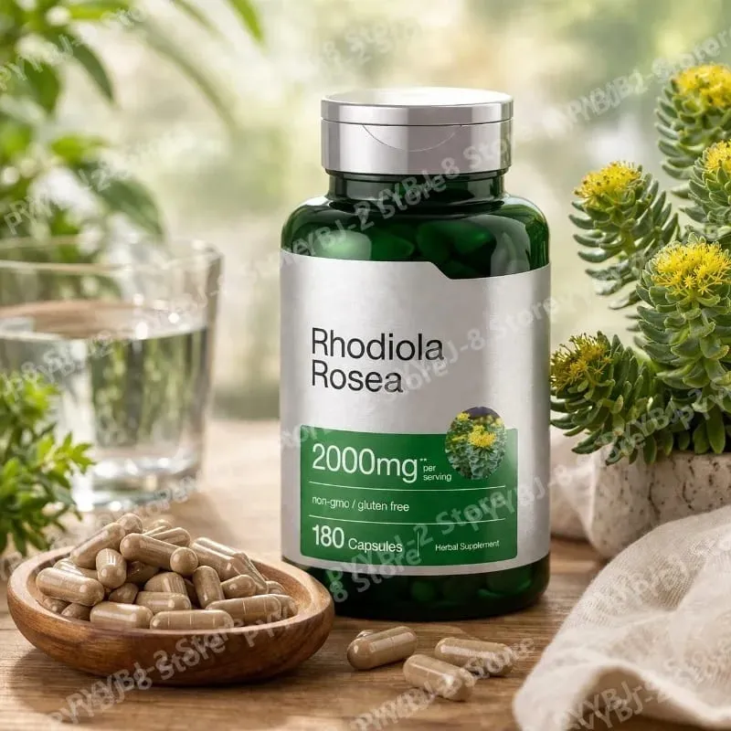Cápsulas de Rhodiola Rosea 180 peças para alívio emocional e suporte à saúde imunológica - 2.000 mg de raiz de Rhodiola Rosea 5: 1 extrato de planta