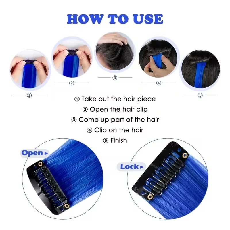 24Inch Synthetic 10pcs Long Straight Clip‑in Hair Extension Easy Install Hairpiece for Women Daily Party Hairstyle Accessory