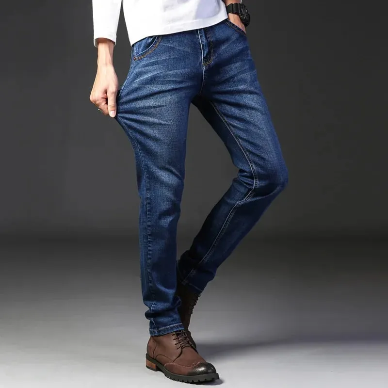 2025 Spring Autumn New Men's Jeans Casual Straight Stretch Fashion Classic Blue Black Work Denim Trousers Male Brand Clothing — image 3