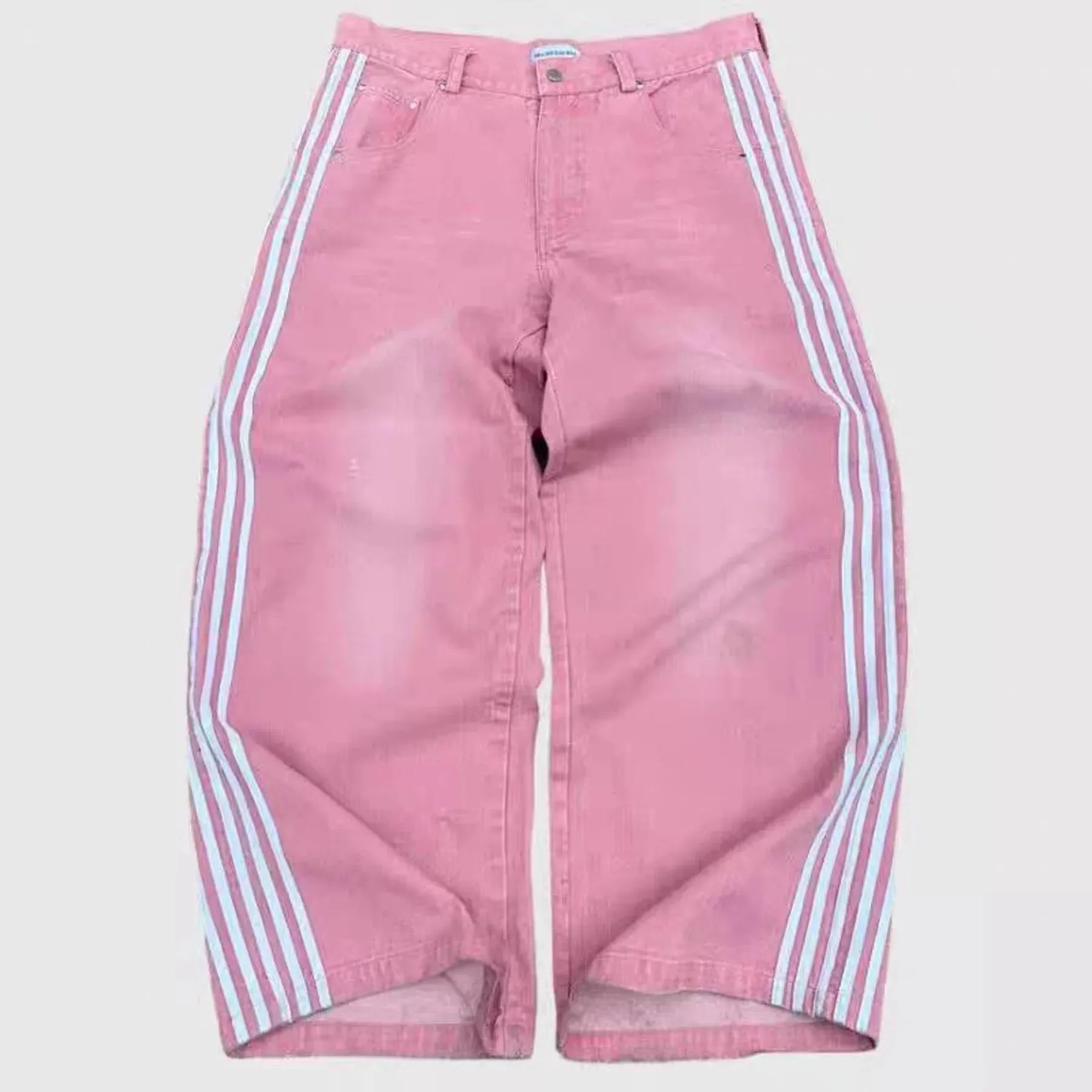 Y2K Striped Baggy Jeans Unisex Wide Leg Denim Pants Hip Hop Streetwear Casual High Quality Embroidered Jeans For Men Women — image 10
