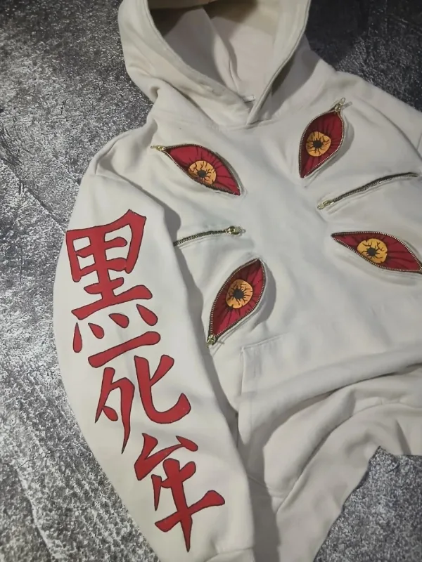 Punk Six Eyes Kokushibo Multi Zipper Hoodies Cool Design Sweatshirt Y2k Streetwear Oversized Casual Mode Par Anime Hoodie — image 7