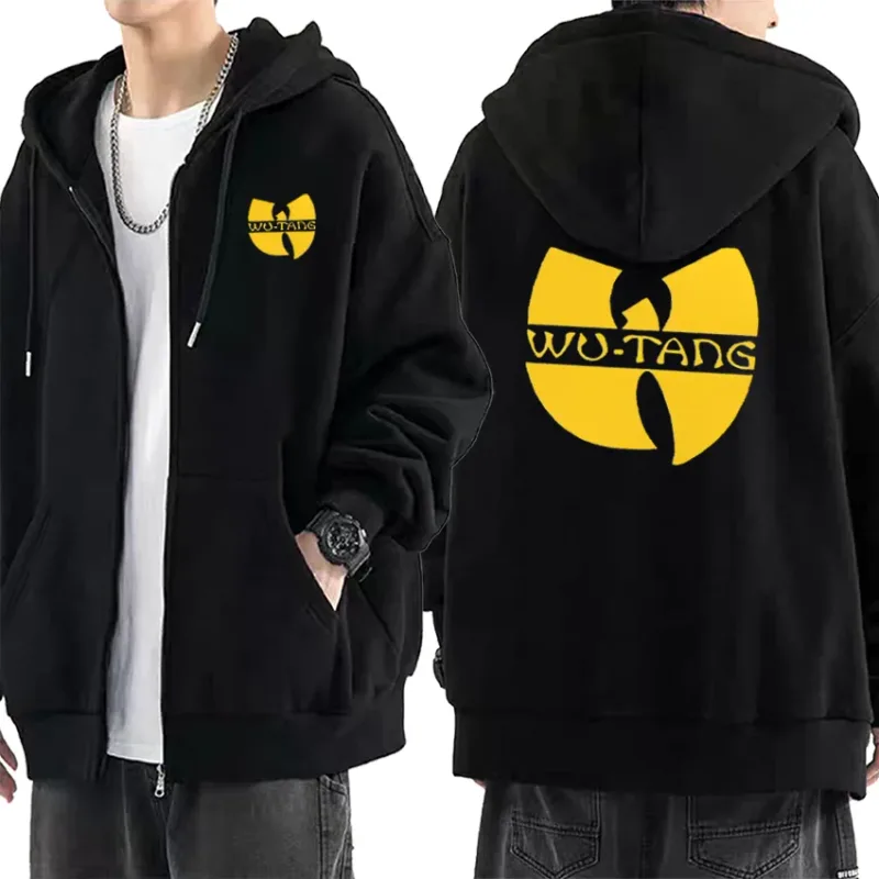Hip Hop Années 90 Wu Clan T-tangs Graphics Hoodie Men Women's punk Zip Up Jacket Long sleeve Fleece gothic Coat Loose streetwear — image 7
