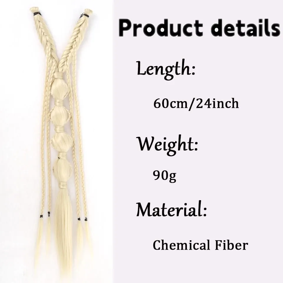 Synthetic Long Twist Braid Bubble Ponytail Extensions With U-shaped BB Clip 24 Inch Braided Wig Extensions For Women Daily Party