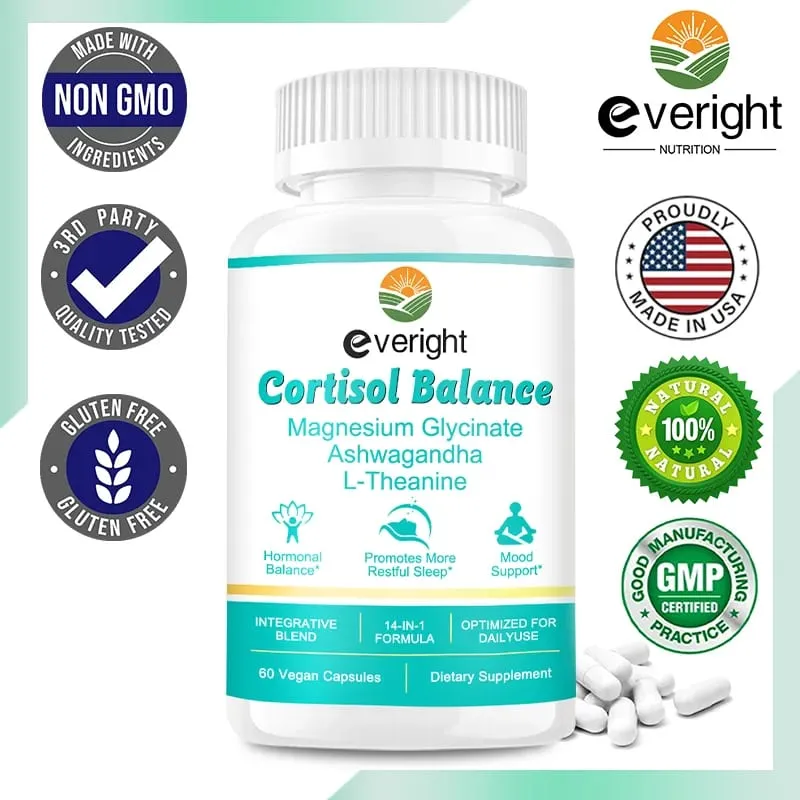 Cortisol Supplement with Ashwagandha L-Theanine Magnesium Glycinate 14-in-1 for Stress Relief Calm Mood Balance Sleep Health