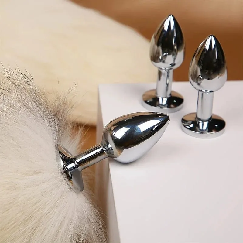 200cm Soft Real Fur Fox Tail Anal Plug with Split Design Metal Butt Plug for Women Cosplay Costume Flirt Sensory Sex Toys