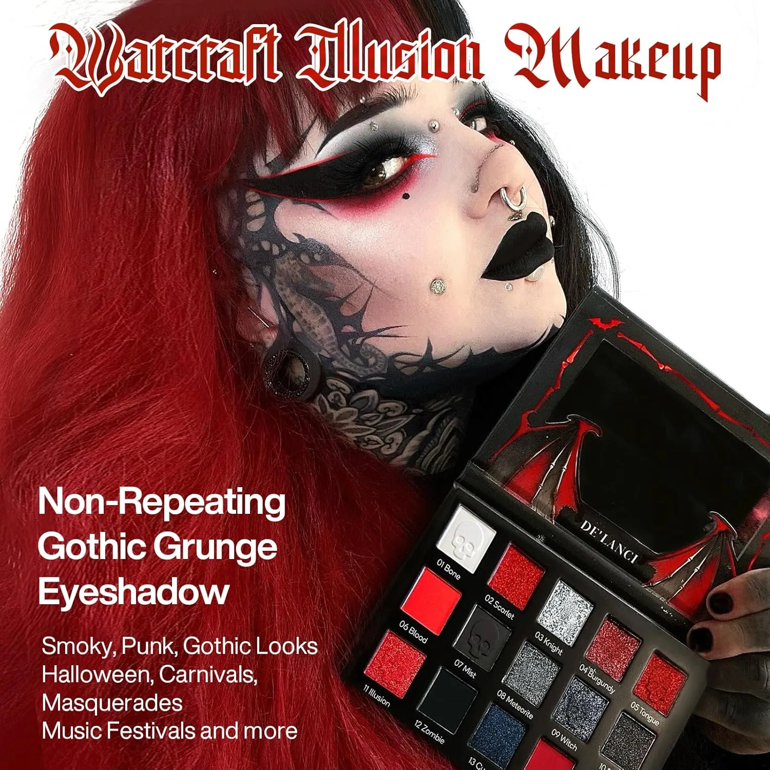 15 Colors Eyeshadow Palette Matte Shimmer Glitter Red Black Goth Eye Shadow Pallet for Halloween Lasting Eye Makeup — image 4