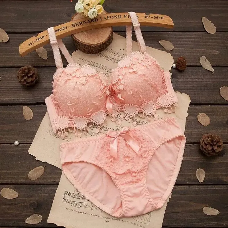 Women Lingerie Set Underwire Tassel Lace Push‑Up Bra With Removable Pads Bow Soft Multi‑Color Comfort Ladies Intimate Underwear — image 4