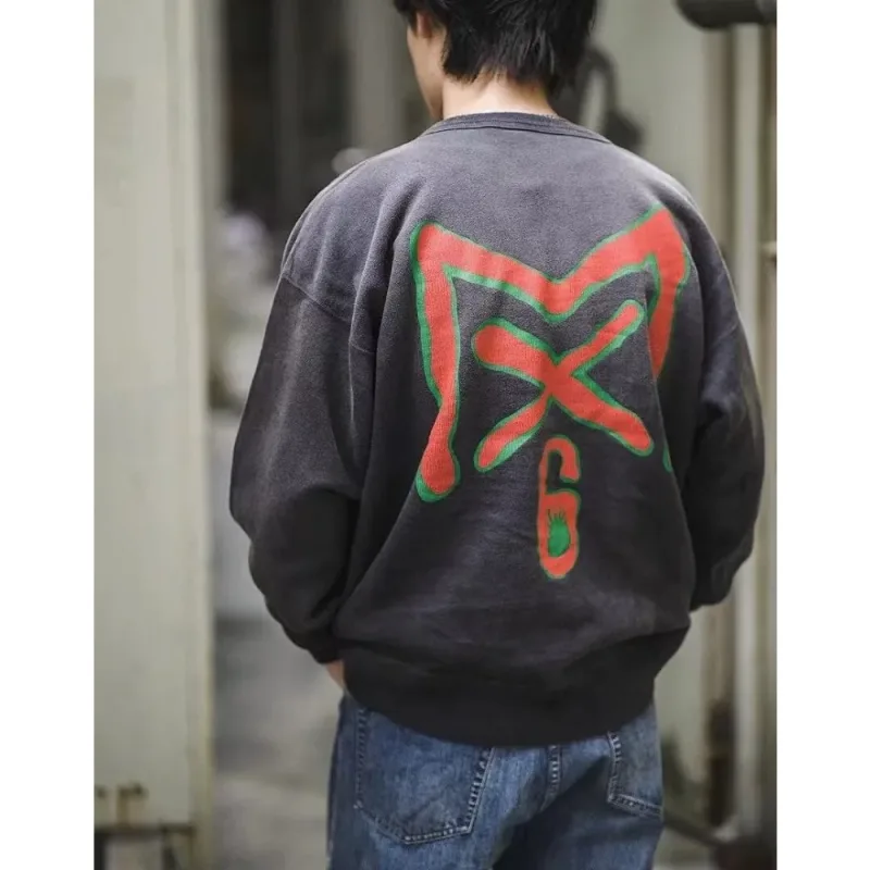Saint Hoodies Terry Material O-Neck Coat Arrival Washing Retro Oversize Badge Loose Black Men Women Long Sleeve Cotton — image 9